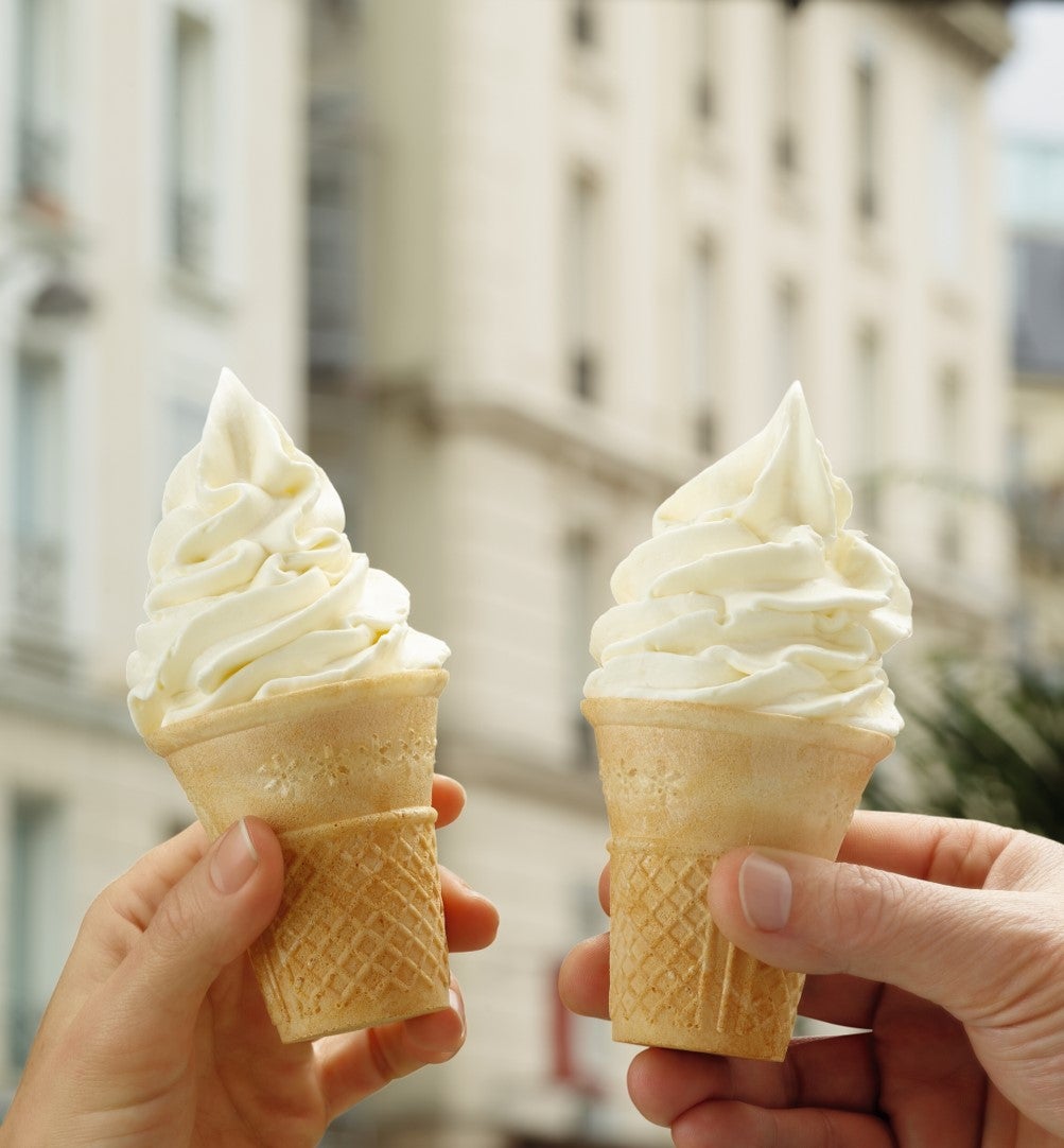 Two cones of docello ice cream
