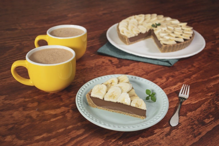 chocolate cake with hot chocolate drink